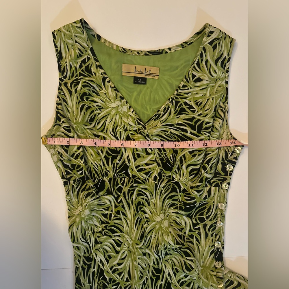 Vintage 2000s Nicole Miller NYC Black & Green Floral Dress - Picture 9 of 14